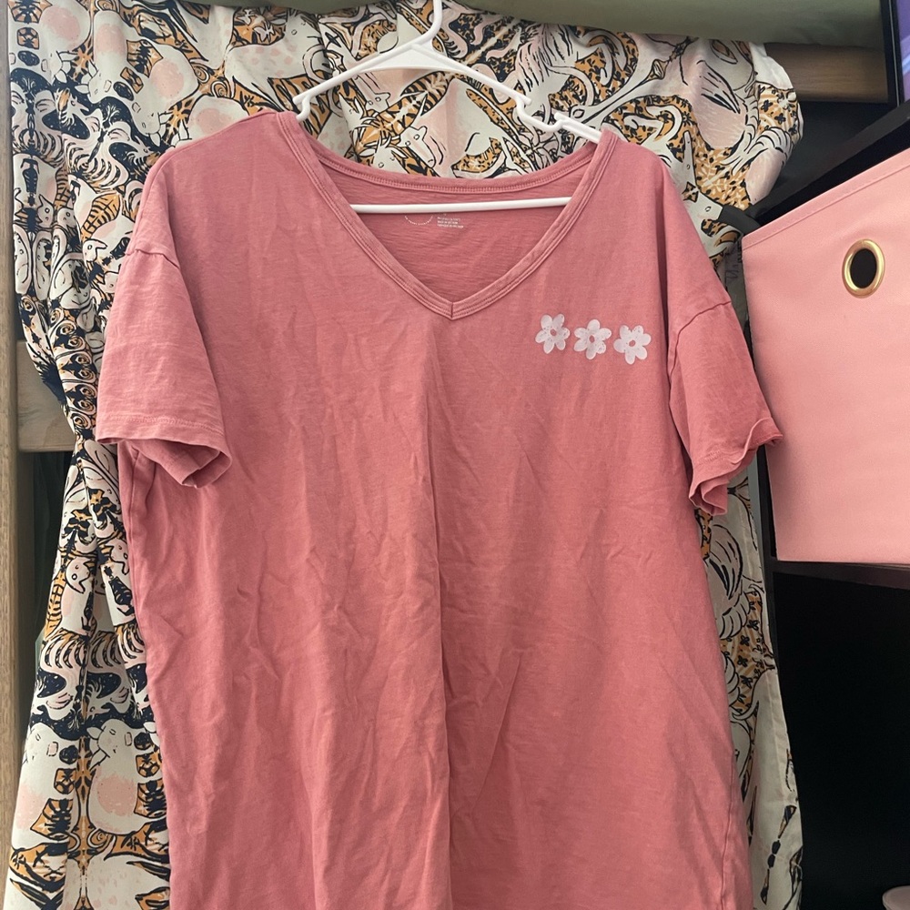 Aerie Pink Floral Short Sleeve Tee